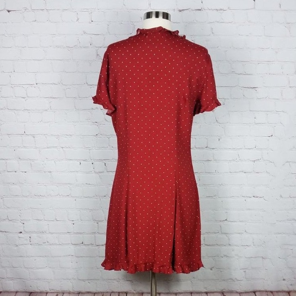 Reformation Burgundy Polka Dot Mini Dress - Picture 6 of 8